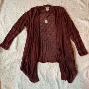 Maroon Knox Rose Long Sleeve Cardigan